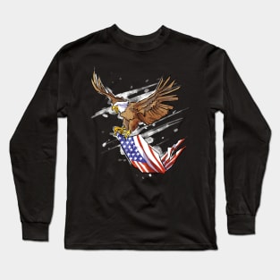 Eagle and US Flag Graphic Long Sleeve T-Shirt